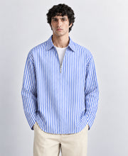 Blue Stripe Zipper Kurta Shirt