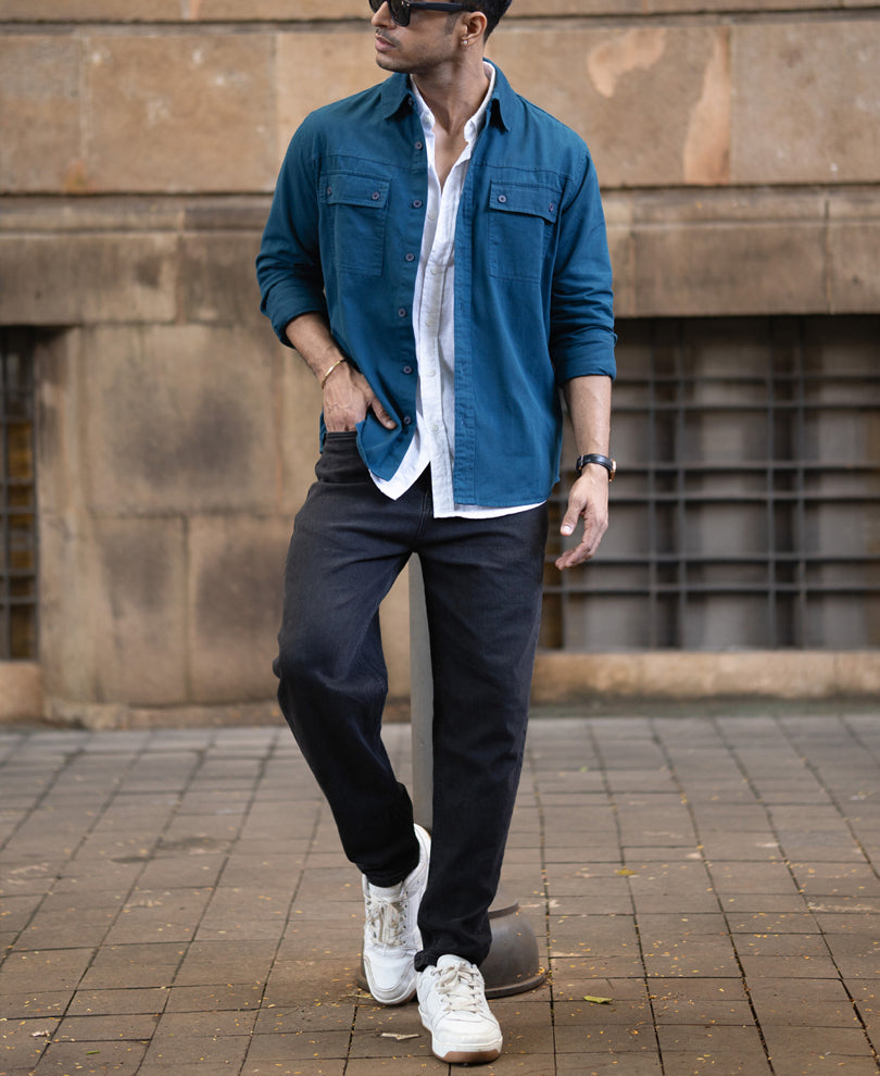 Royal Blue Structured Overshirt.