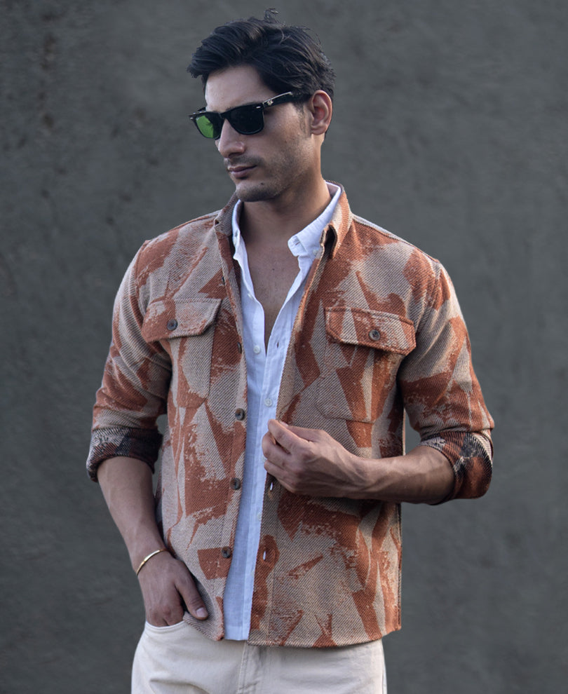 Ochre Jacquard Overshirt.