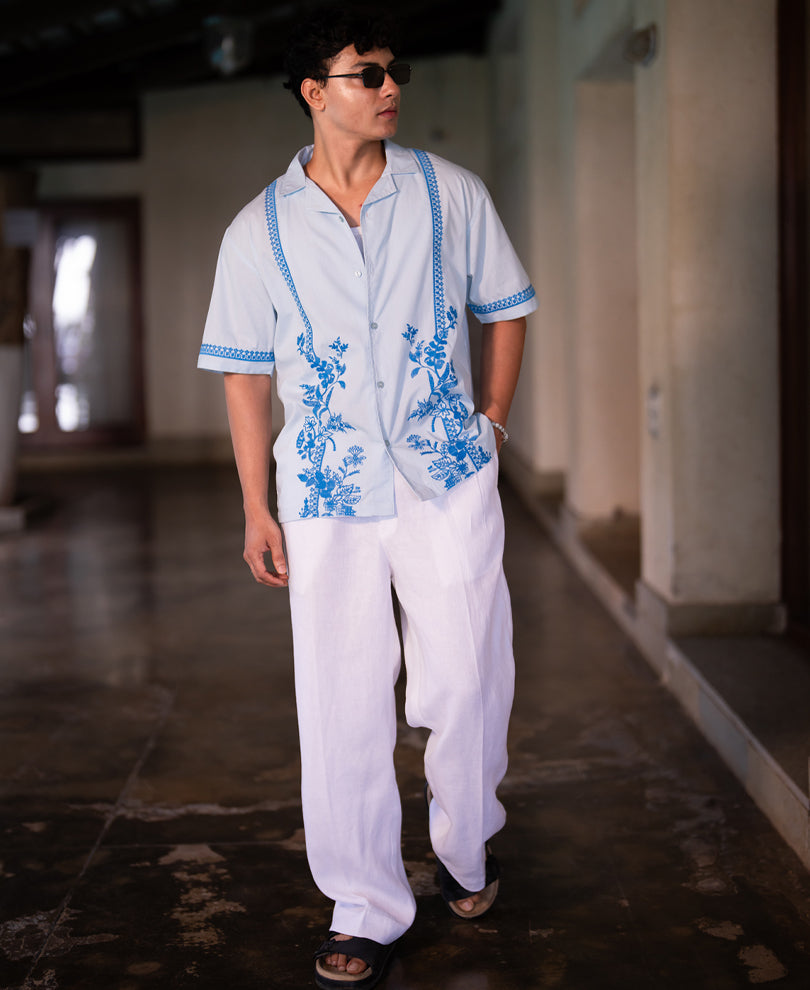 Light Blue Embroidered Shirt