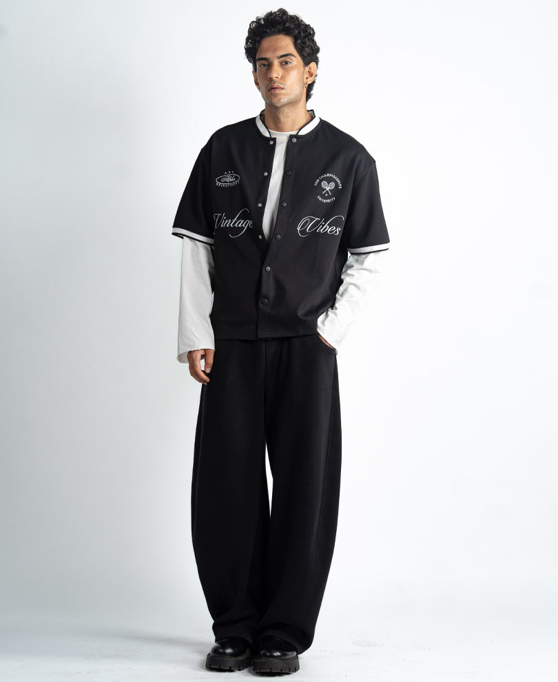 Black Embroidered Knit Shirt
