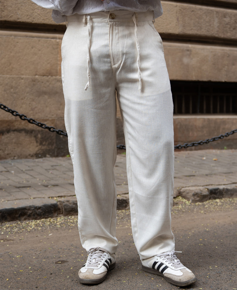 Natural Linen Trousers.