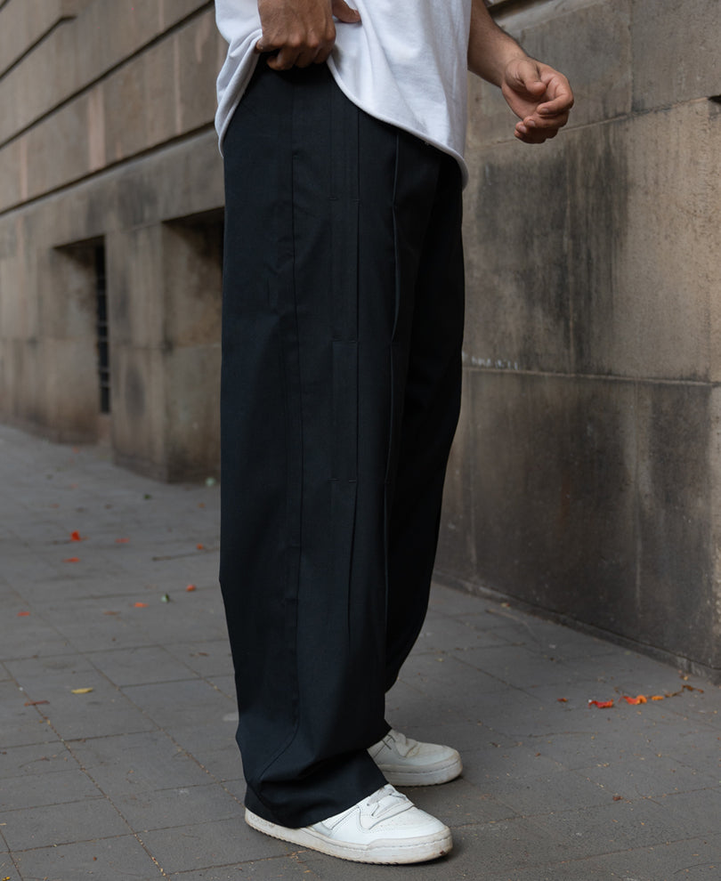Black Pleated Tailored Trousers