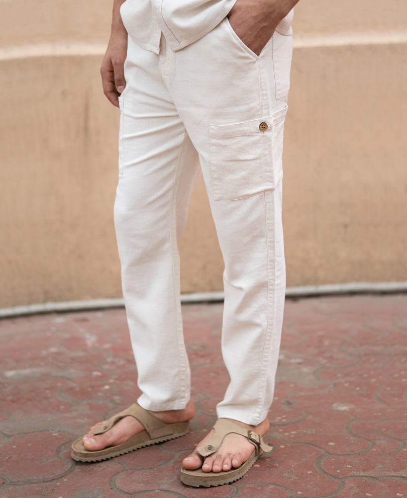 Beige Linen Structured Co-Ord Set.