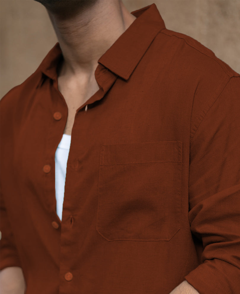 Bombay Brown Linen Blend Shirt.