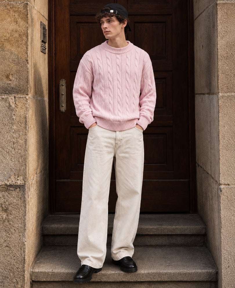 Light Pink Cable Knit Sweater