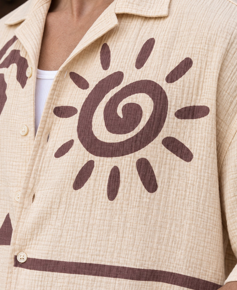 Beige Structure Print Shirt