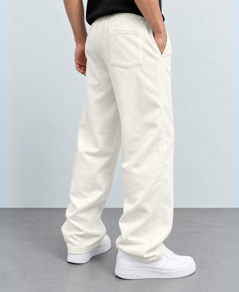 White Printed Baggy Track Pant
