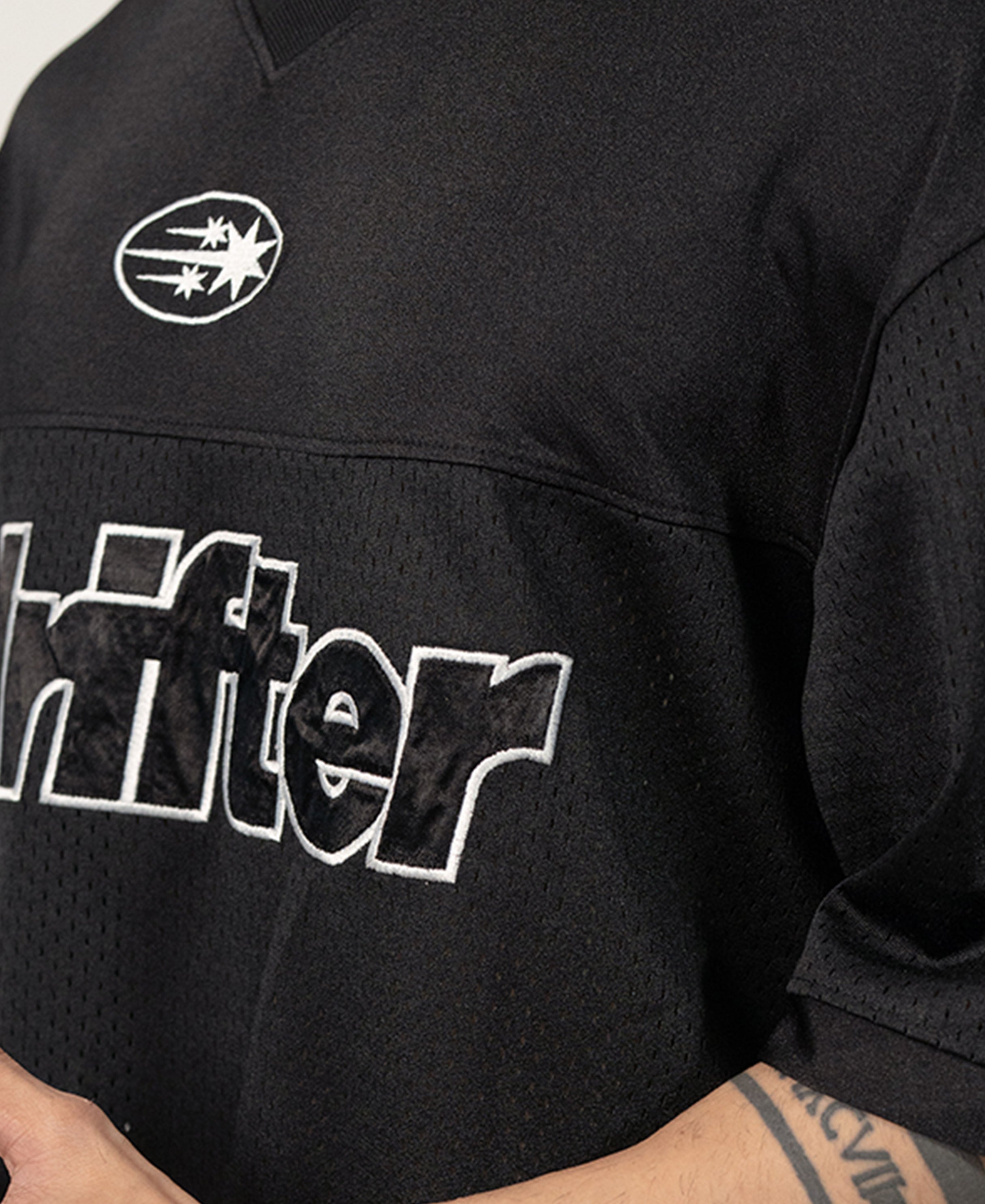 Black Embroidered Jersey T-Shirt