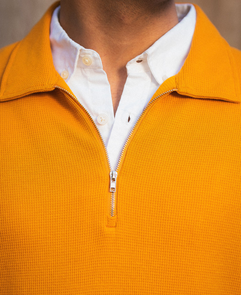 Mustard Contrast Collar Polo T-Shirt 100% Cotton