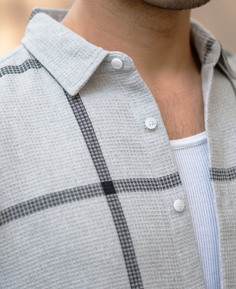 Grey Structure Checks Shirt.