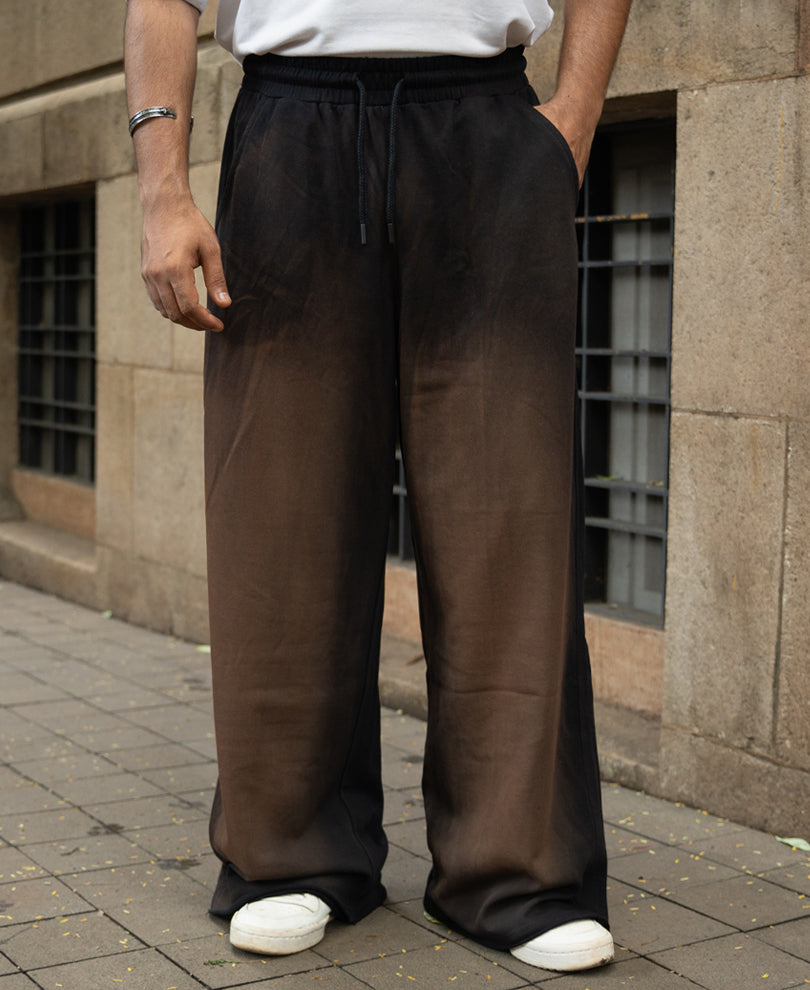 Brown Sprayed Baggy Trackpants