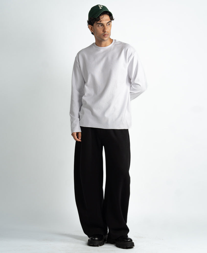 White Rib Knit T-Shirt