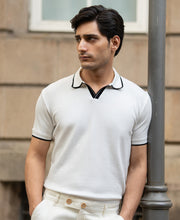 Off White Contrast Polo T-Shirt.