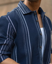 Navy Structured Striped Shirt.
