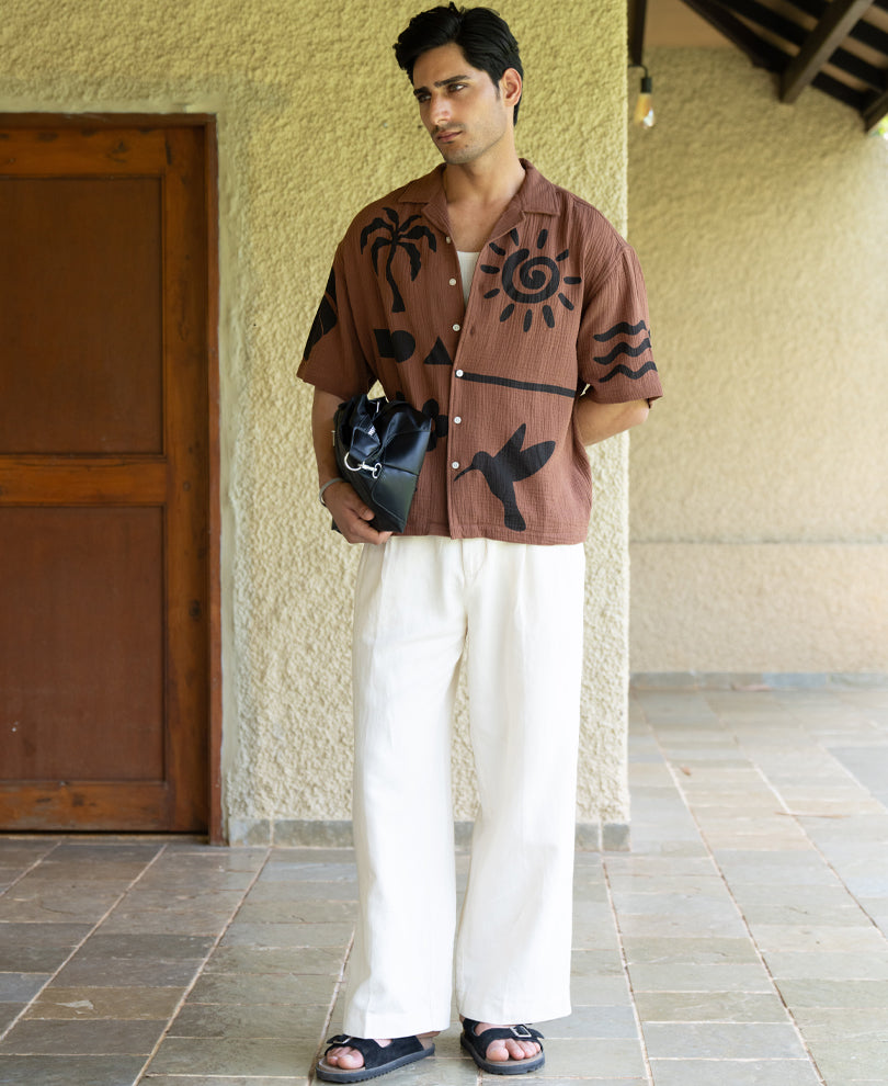 Brown Summer Print Shirt