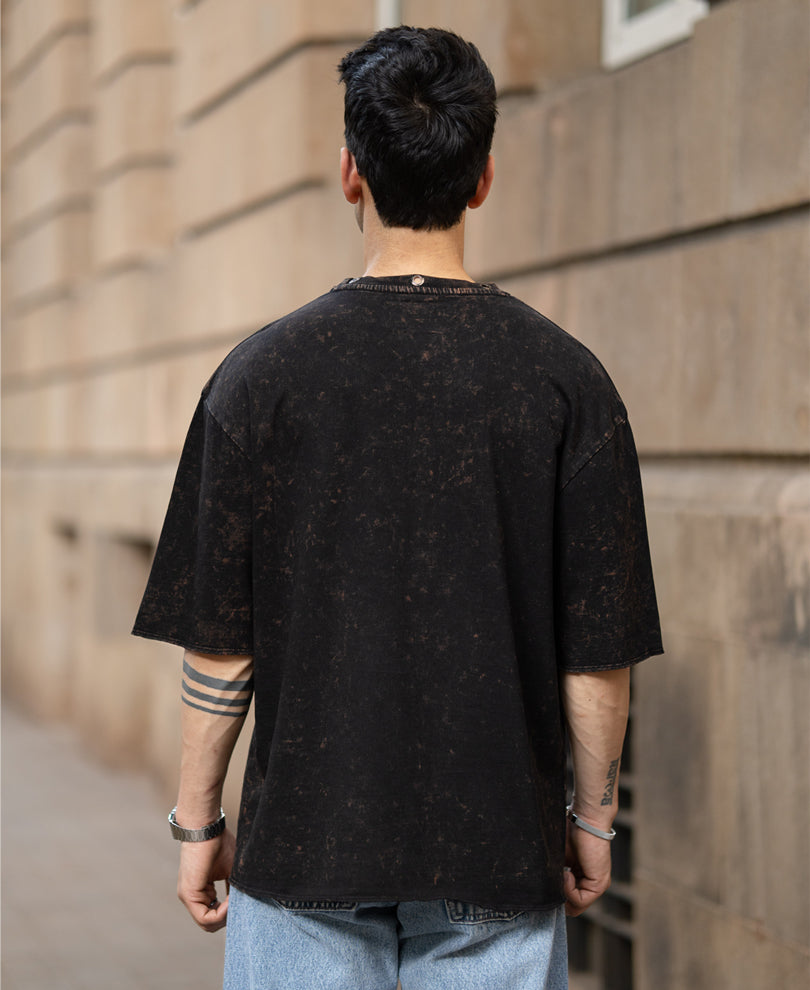 Black Washed Graphic T-Shirt 100% Cotton