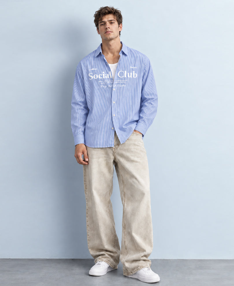 Blue Printed Stripe Shirt