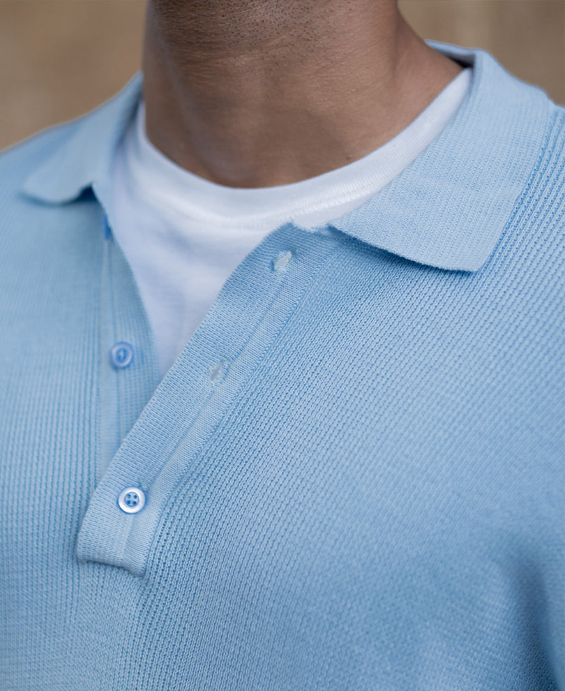 Light Blue Ombre Knit T-Shirt.