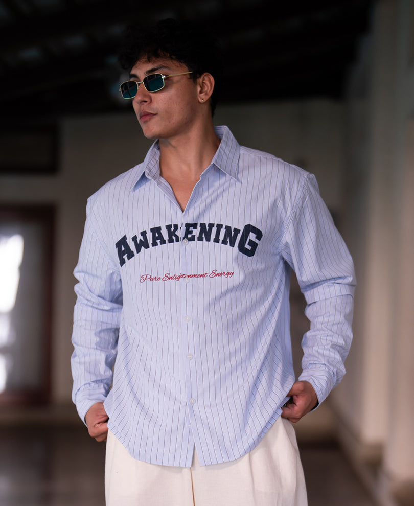 Blue Lightweight Printed Stripe Shirt