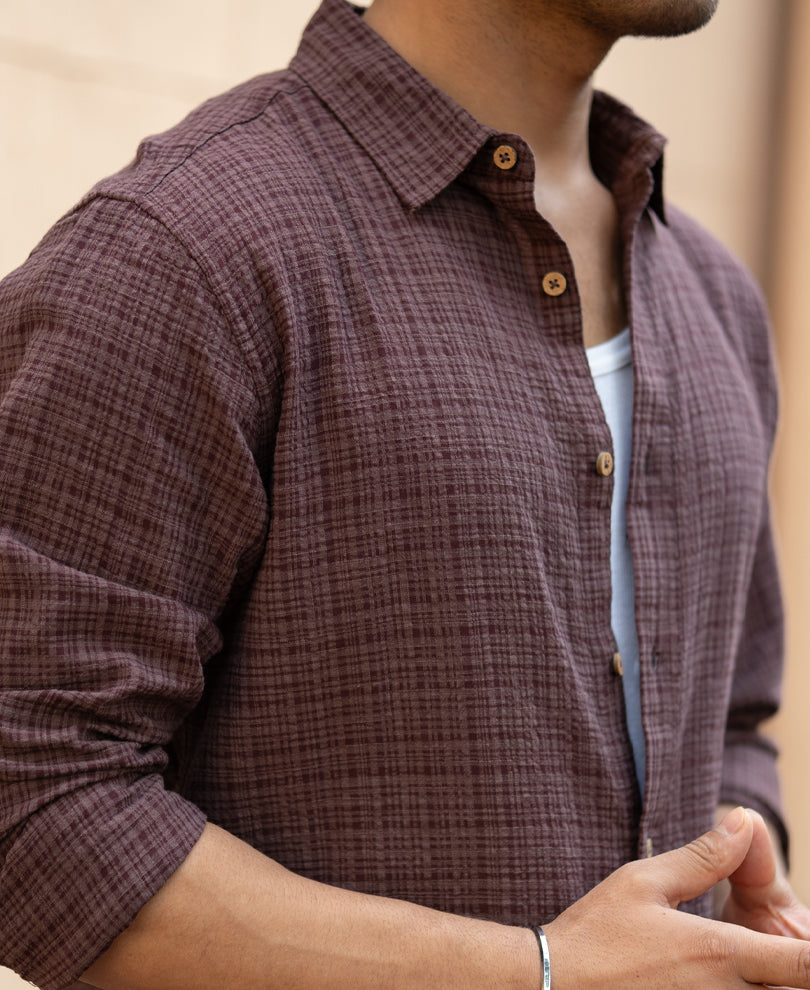 Brown Structured Lightweight Shirt.