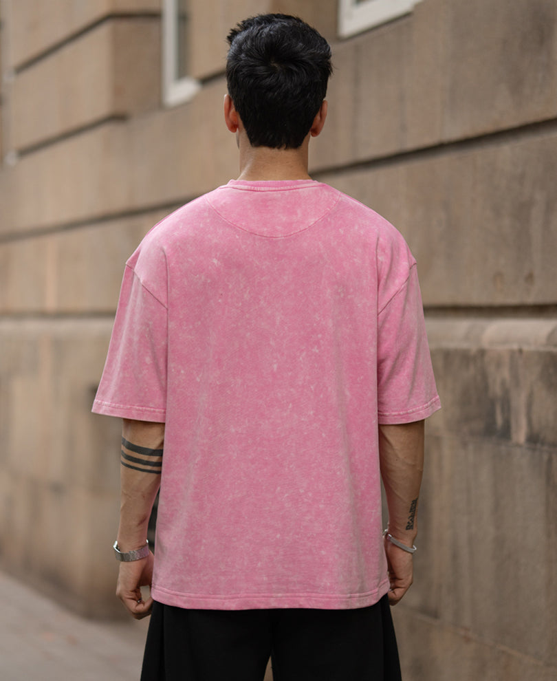 Light Pink Washed Printed T-Shirt 100% Cotton