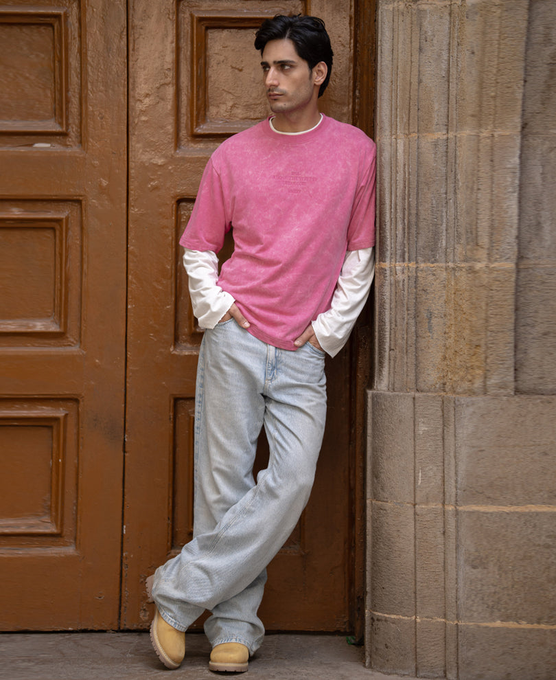 Hot Pink Washed T-Shirt 100% Cotton