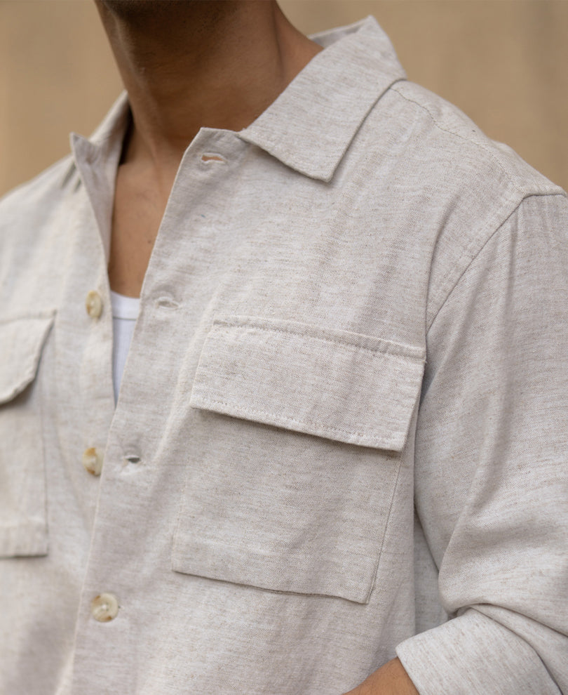 Natural Linen Double Pocket Shirt.
