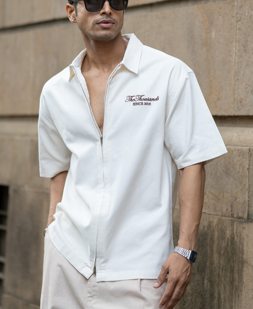 Off-White Embroidered Boxy Shirt.