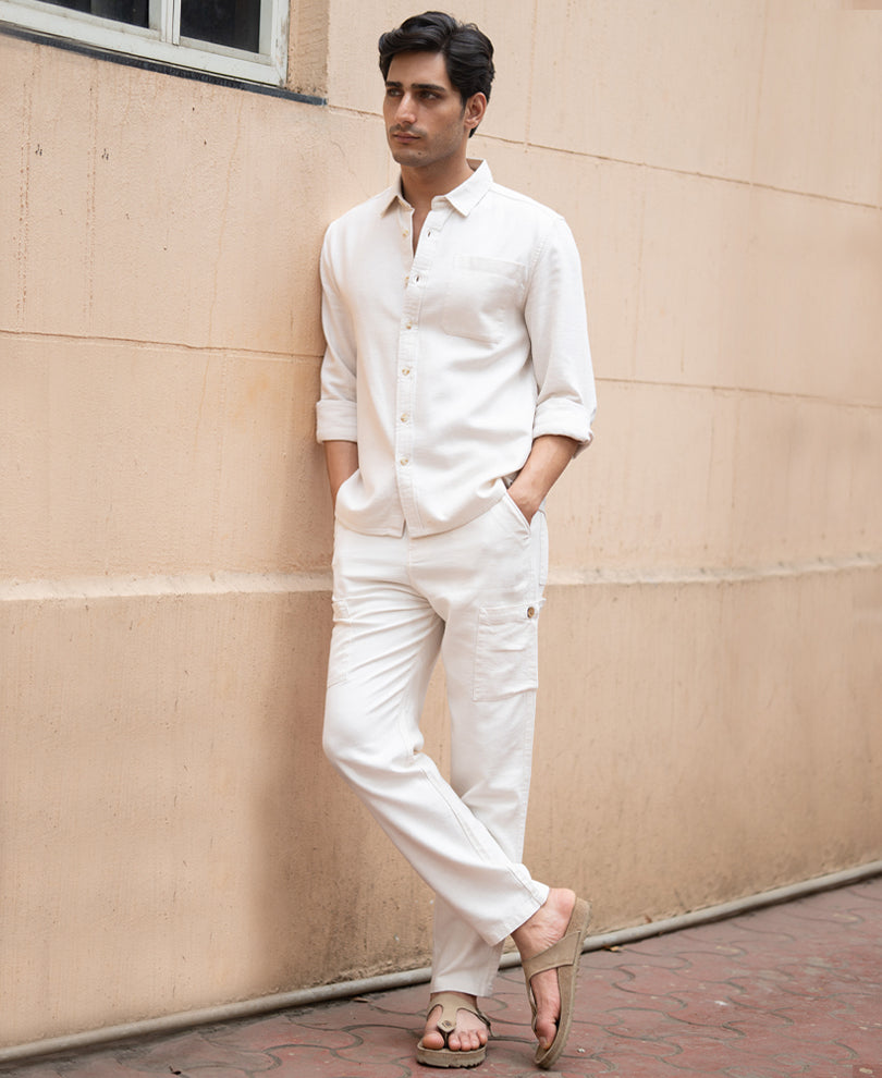 Beige Linen Structured Co-Ord Set.
