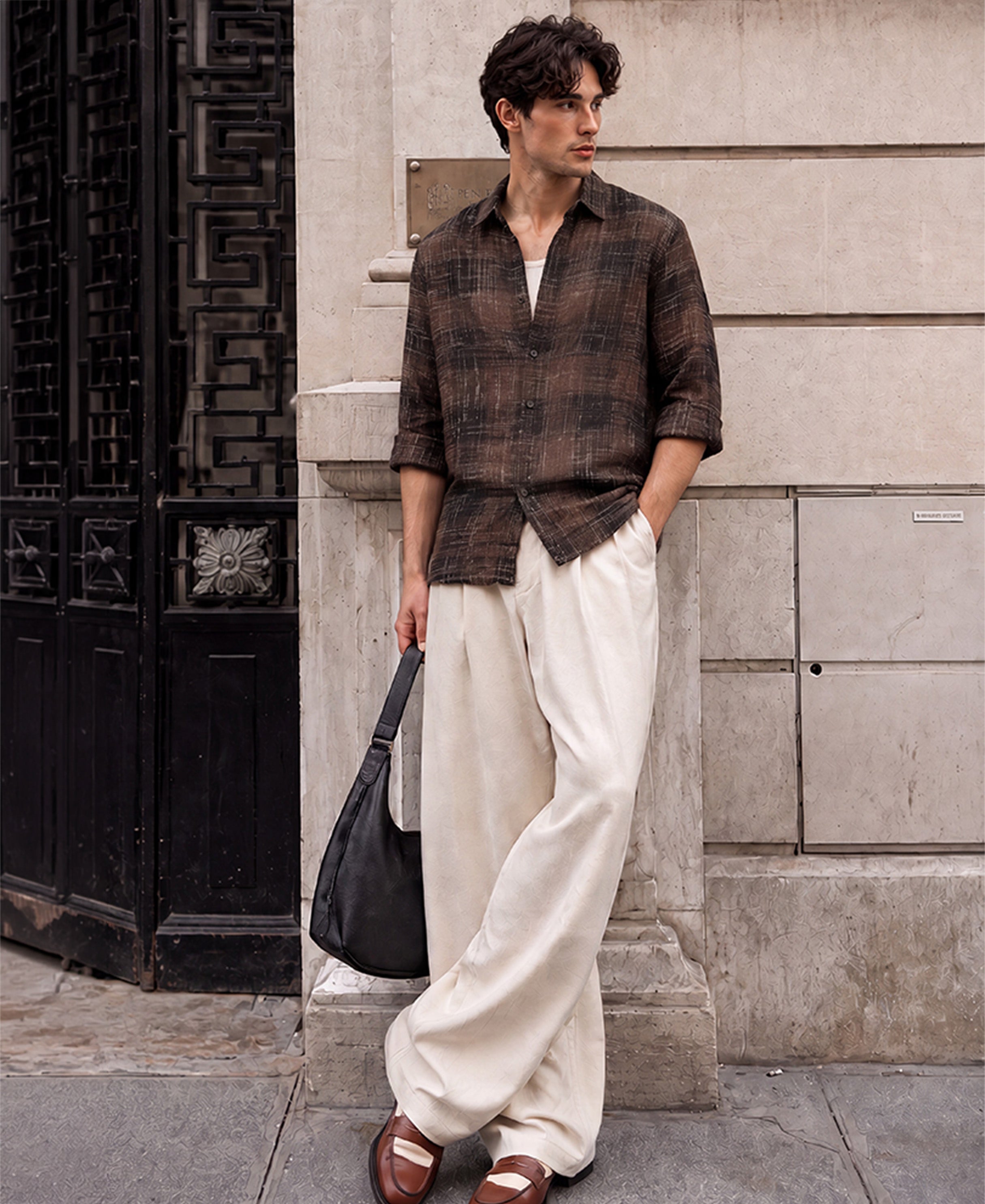 Brown Strucuted Checks Shirt