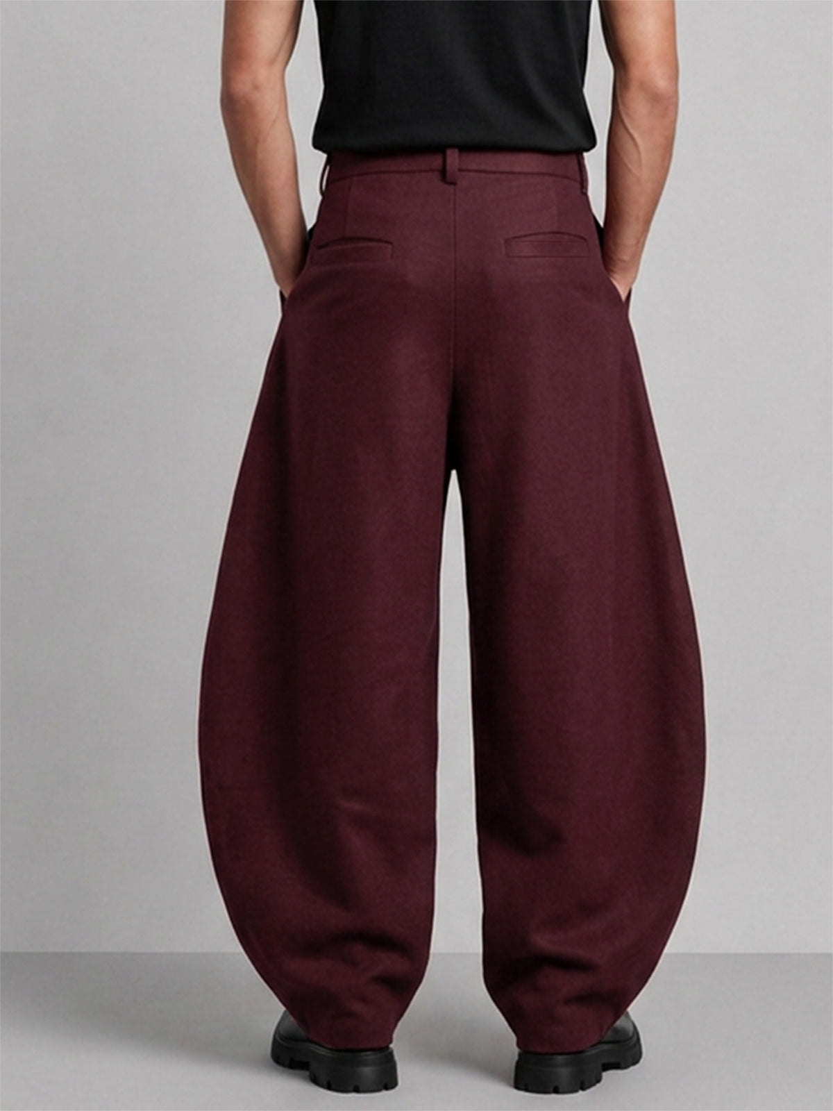 Wine Pleated Knit Pants