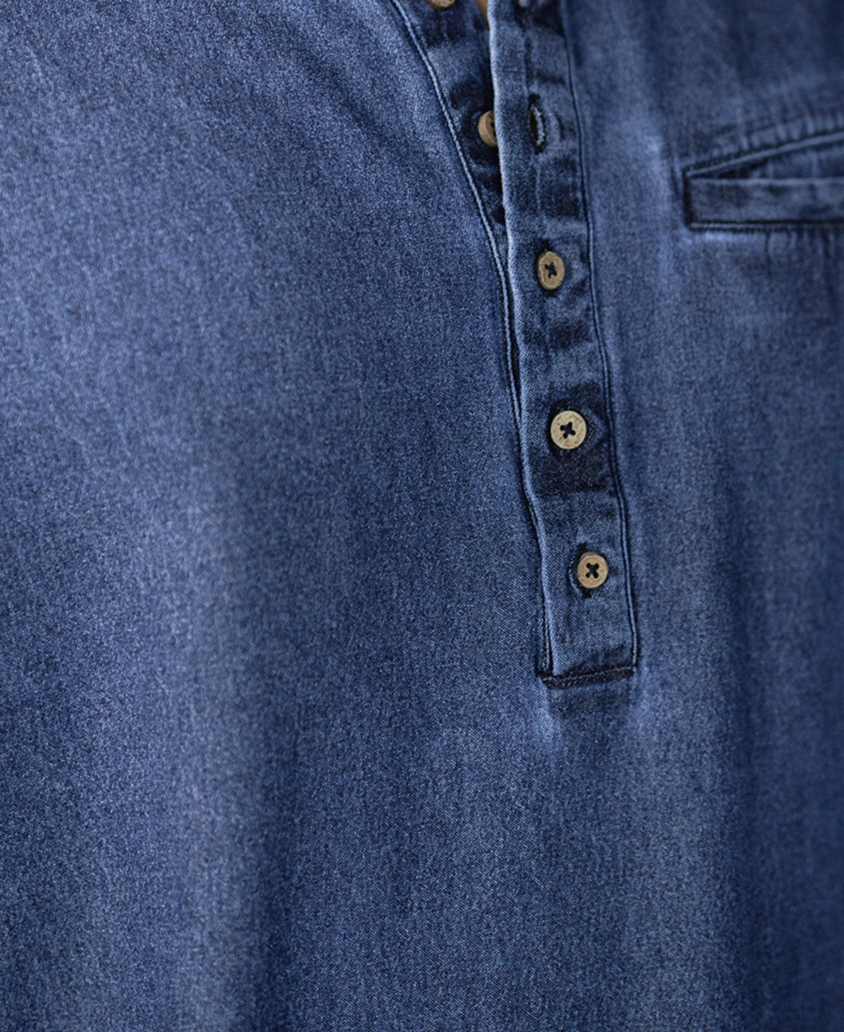 Blue Washed Denim Kurta Shirt