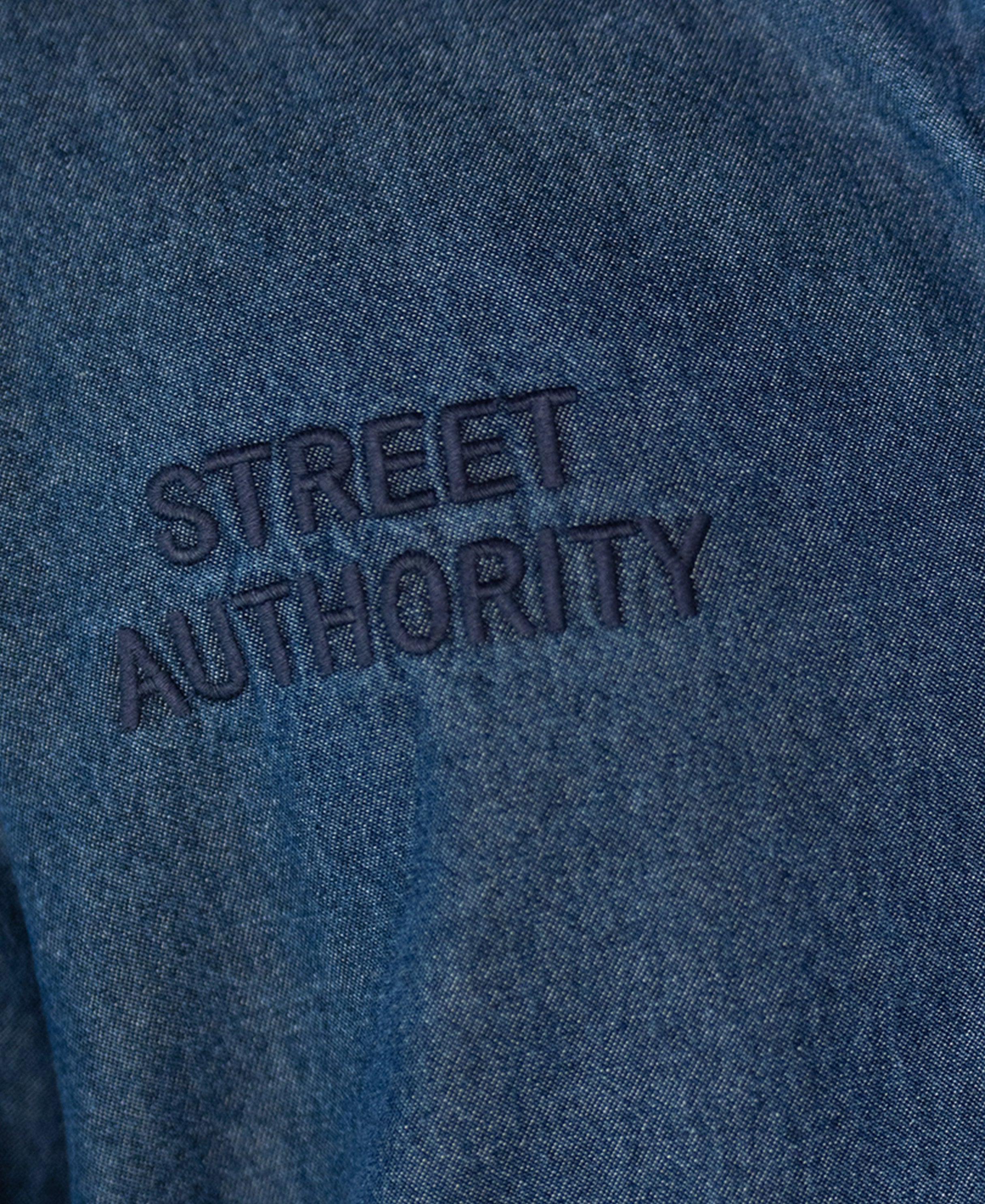 Indigo Embroidered Zipper Shirt 100% Cotton