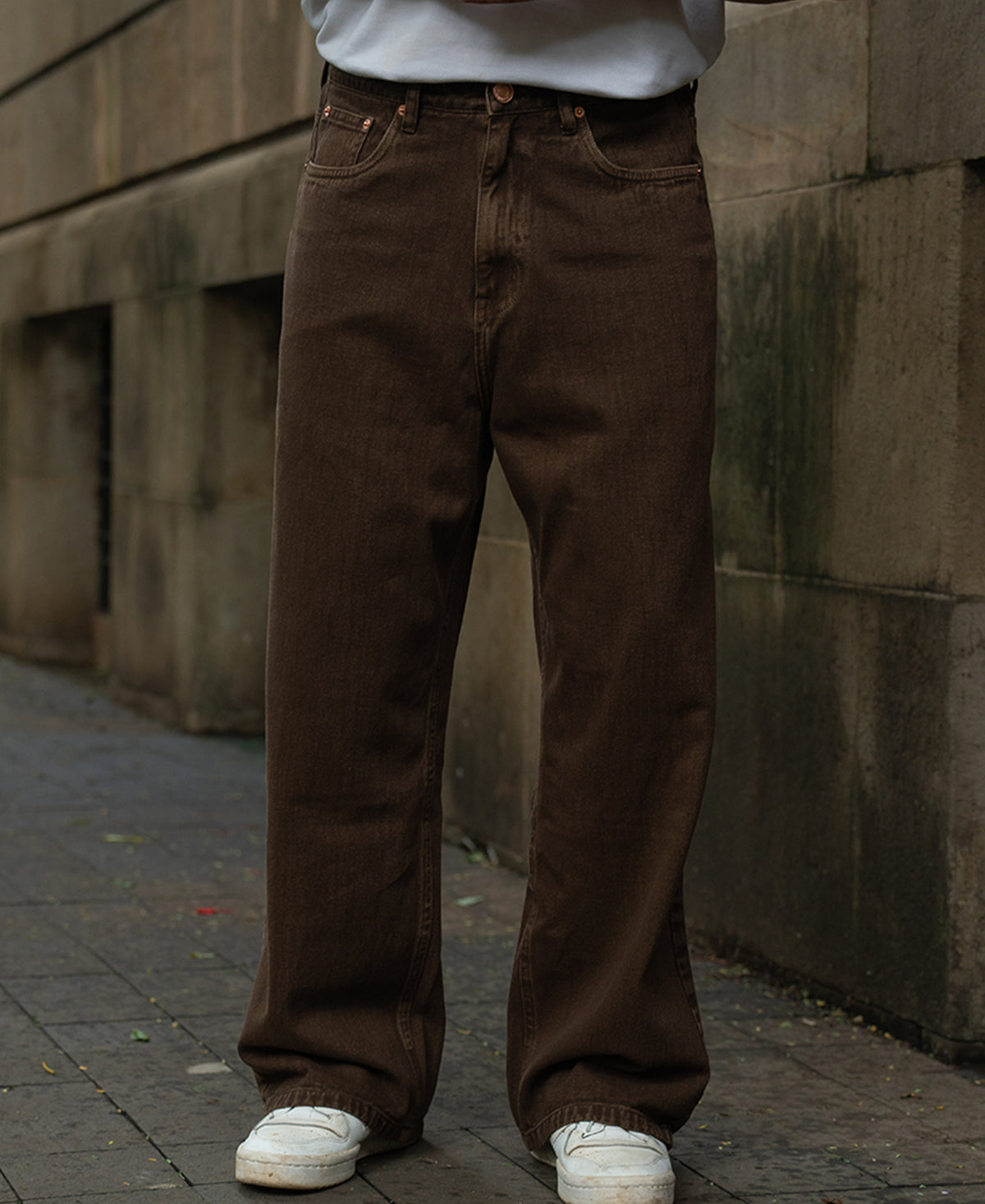 Light Brown Washed Baggy Jeans