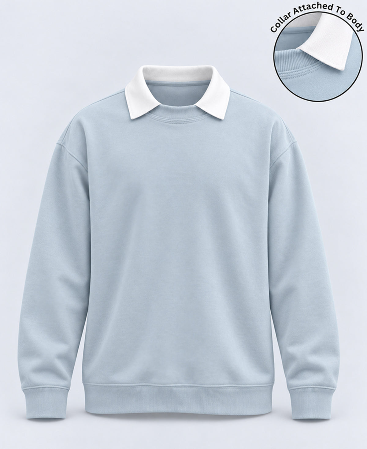 Grey Sky Contrast Collar T-Shirt