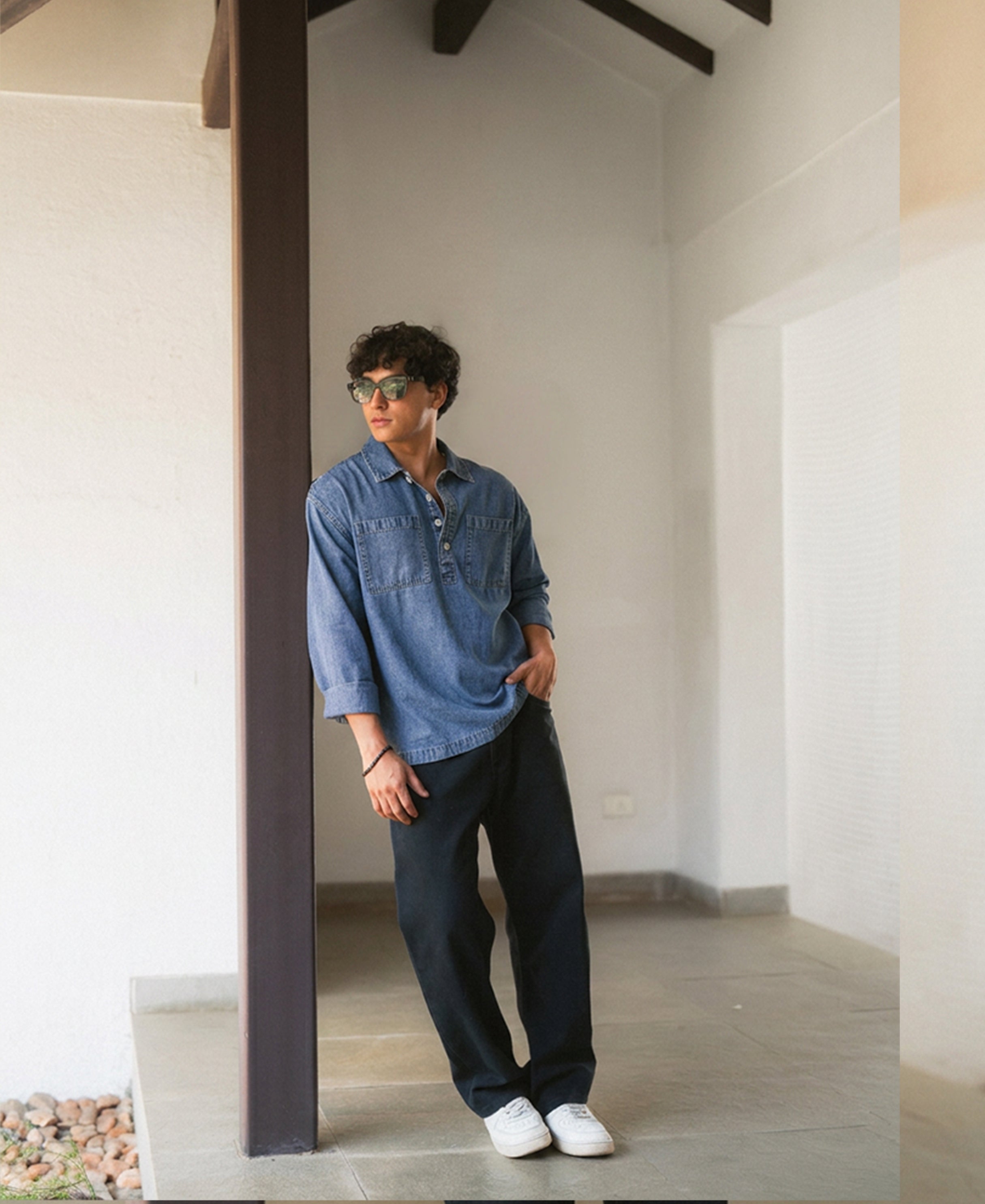 Mid Blue Denim Polo Shirt