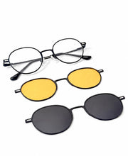3-in-1 Magnetic Clip-On Multi Shades Polarized Oval Sunglasses