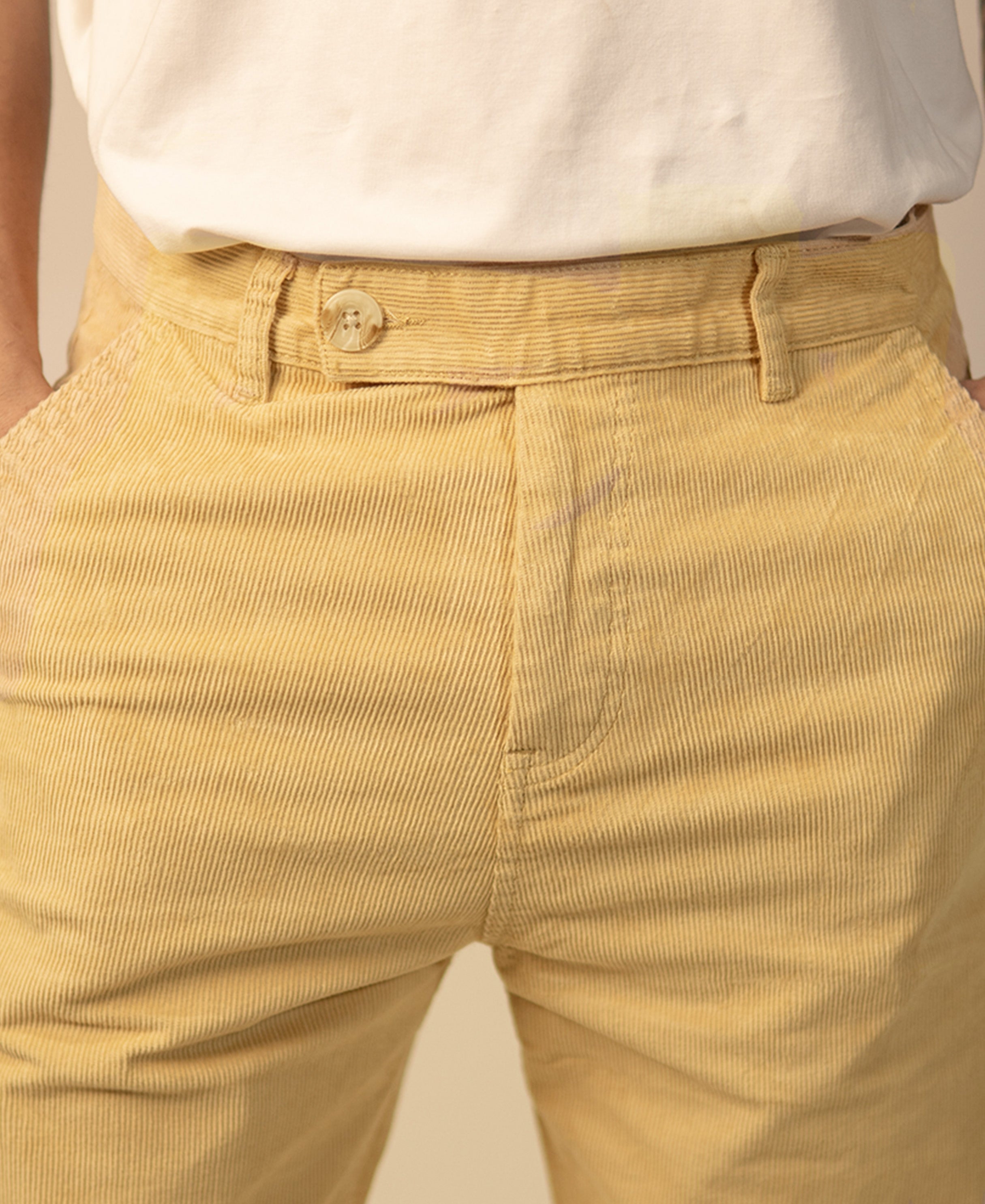 Cream Regular Fit Cotton Pants