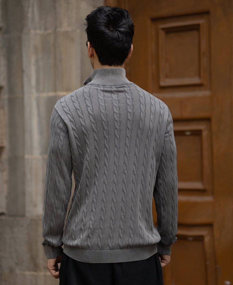 Grey Washed Cotton Sweater 100% Cotton