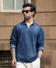 Dark Blue Washed Denim Kurta Shirt