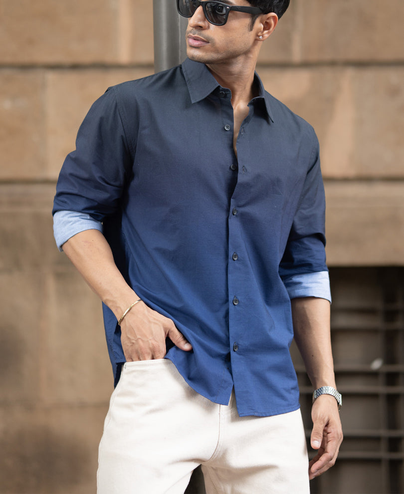 Dark Navy Ombre Print Shirt.