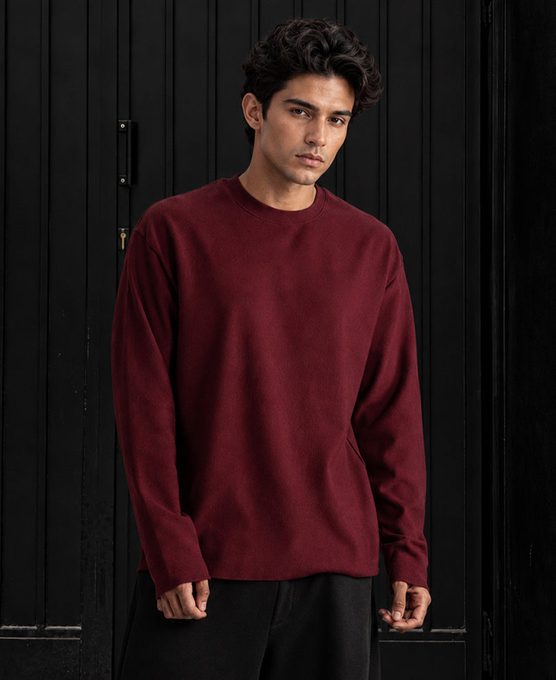 Wine Rib Knit T-Shirt