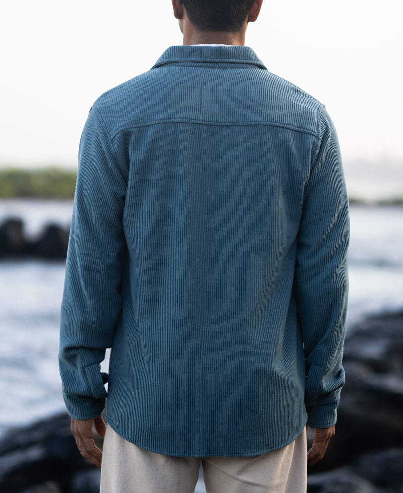 Grey Sky Knit Shirt With Pockets.