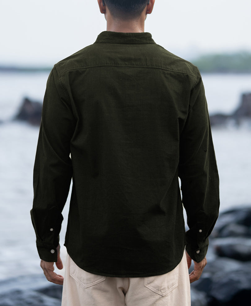 Dark Olive Corduroy Shirt.