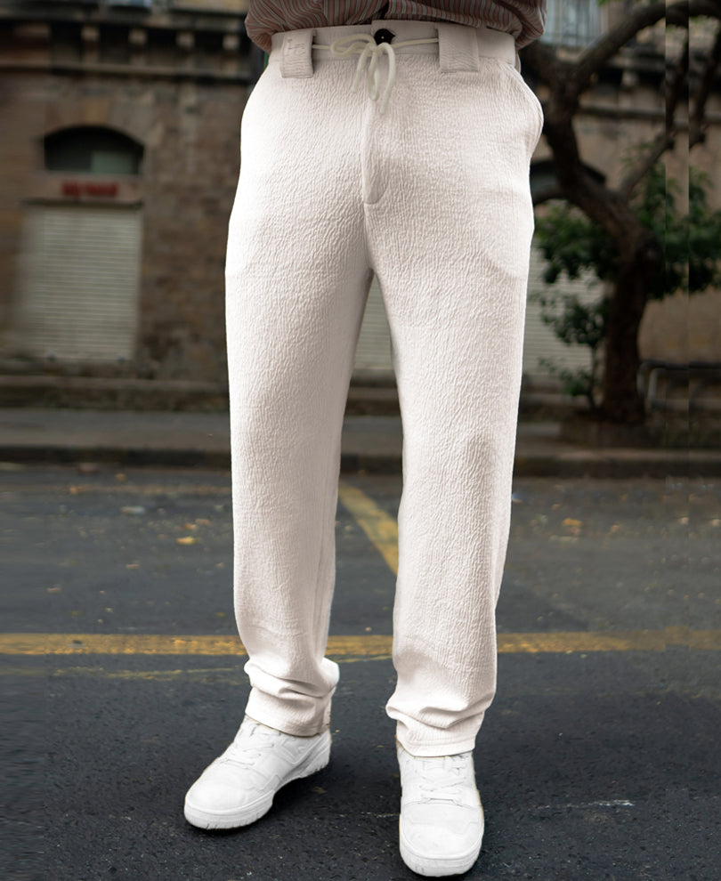 Cream Structured Trackpant.