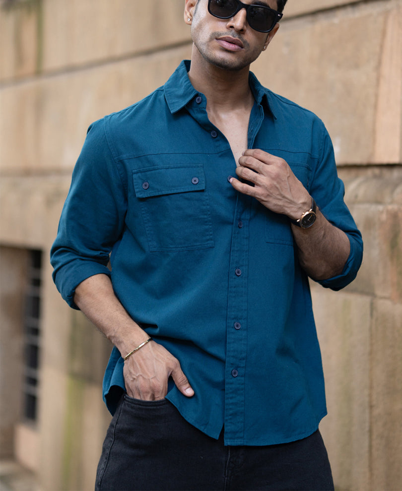 Royal Blue Structured Overshirt.