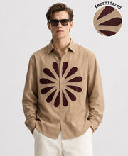 Beige Floral Embroidery Shirt