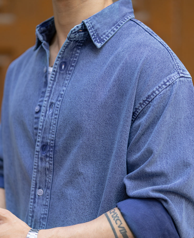 Blue Overdyed Twill Shirt.