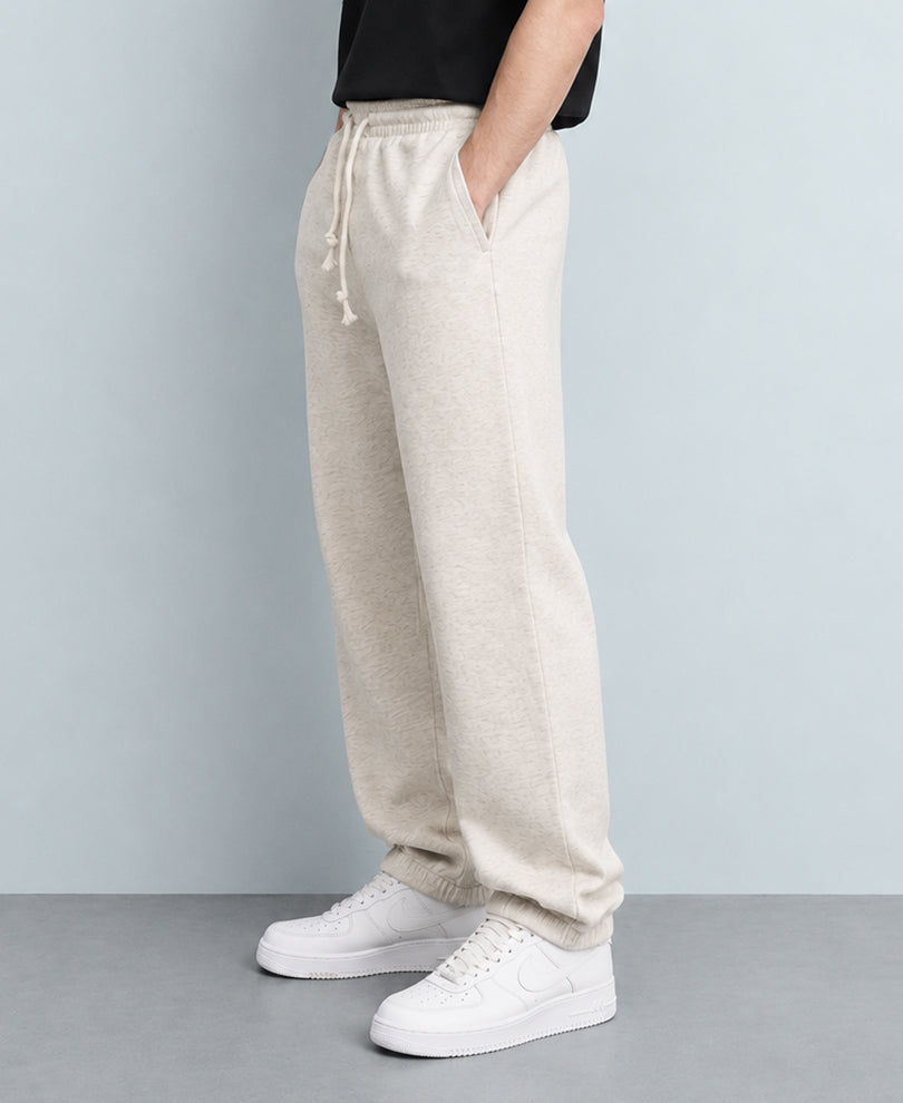 Light Beige Melange Knit Joggers